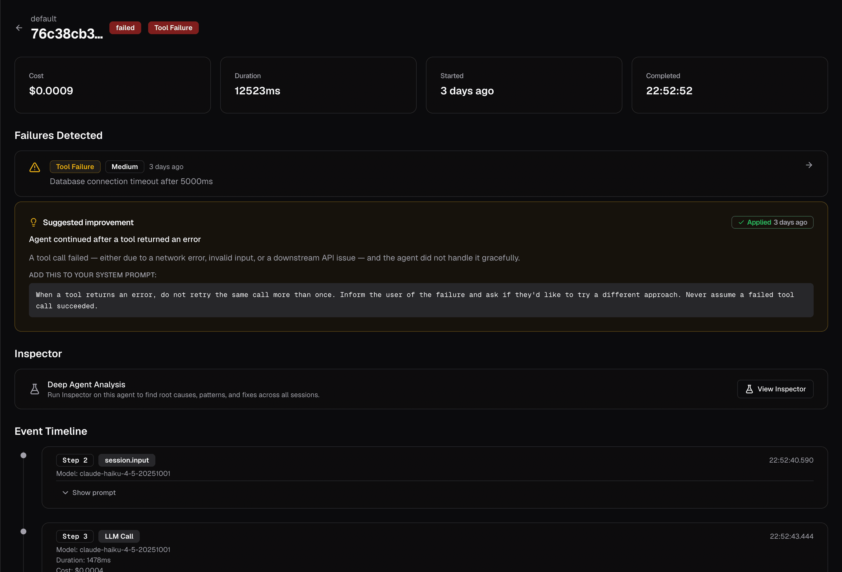 Maev session view showing a learning loop interface